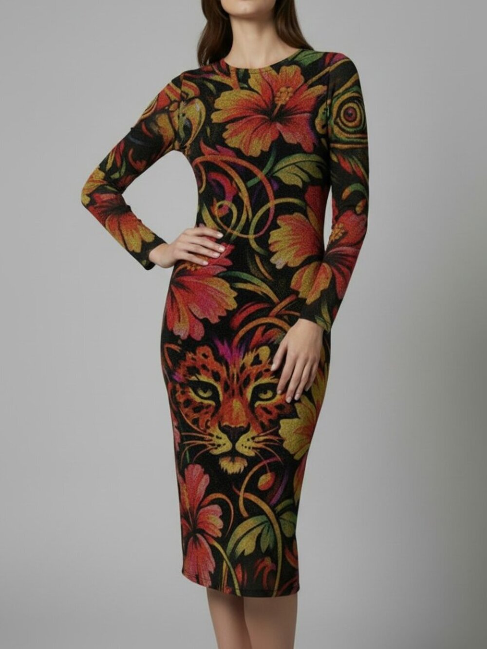 Neon Zoo Chaos: Tropical Surreal Fusion Daniela Maxi Dress | Preorder